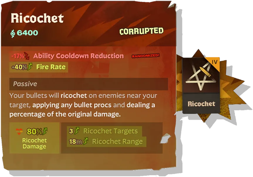 Two Corrupted Items: their bonuses, and their drawbacks in red