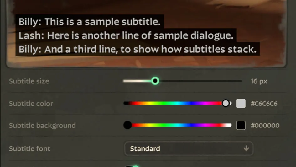 Customizable subtitles and the sandbox combat log